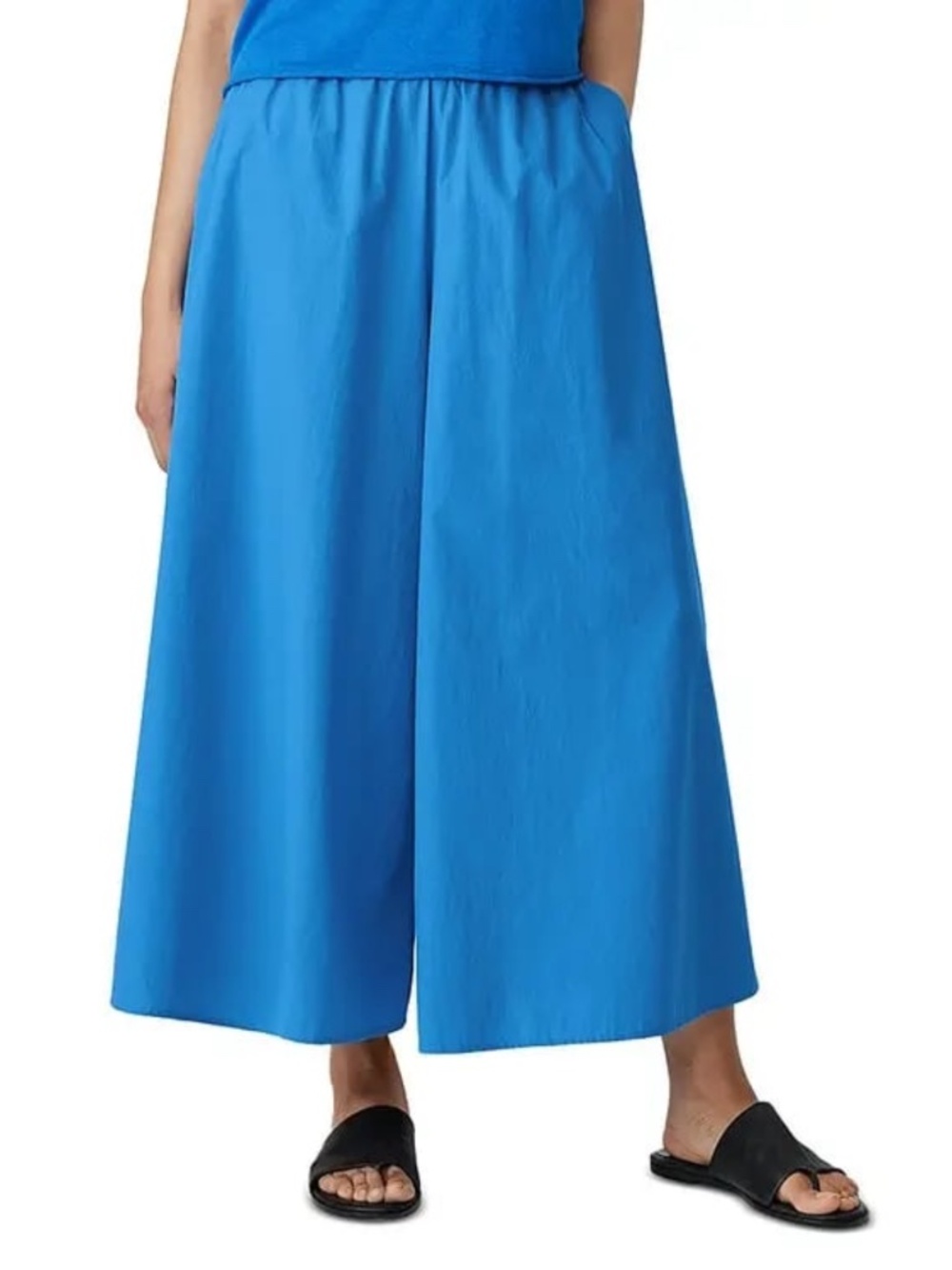 NWT Eileen Fisher Washed Organic Cotton Poplin Extra Wide-Leg Cropped Pants XL